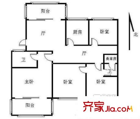 明湖山莊戶型圖戶型圖 4室 4室2廳2衛(wèi)1廚