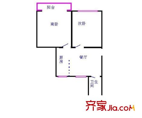 呼玛三村户型图户型图 2室1厅1卫1厨