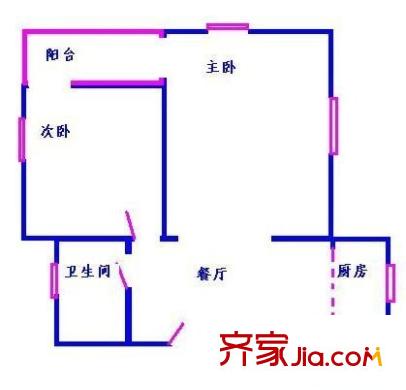 呼玛三村户型图户型图 2室1厅1卫1厨