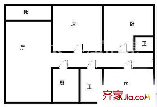 海怡別墅公寓戶型圖戶型圖 3室1廳1衛(wèi)1廚
