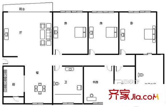 海怡別墅公寓戶型圖戶型圖 4室2廳2衛(wèi)1廚