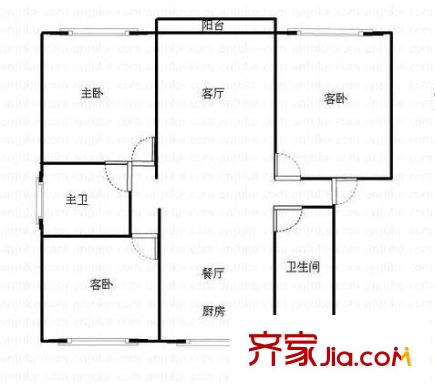 德华三村户型图户型图 3室2厅2卫1厨