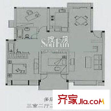 万兆家园莱茵春舍户型图322 户型图 3室2厅2卫1厨