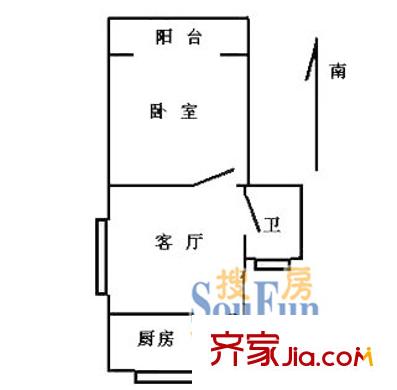 上海 荷一小區(qū)1室 戶型圖