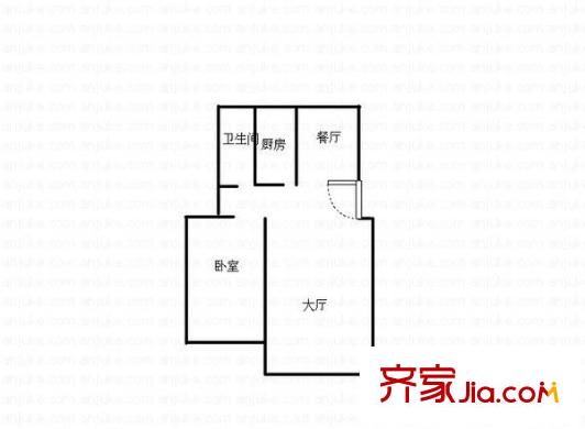 凌港城戶型圖戶型圖 1室1廳1衛(wèi)1廚
