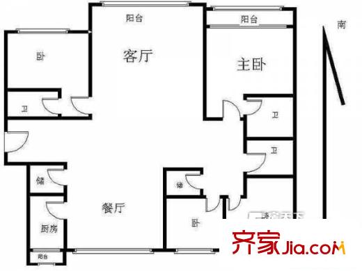 通宇加?xùn)|花園戶型圖戶型圖 4室2廳3衛(wèi)1廚