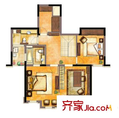 古北御庭戶型圖躍層A2-y(二層） 2室2廳1衛(wèi)1廚