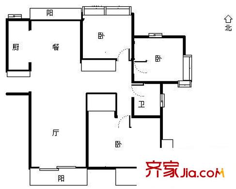 金沙丽晶苑二期 3室 户型图
