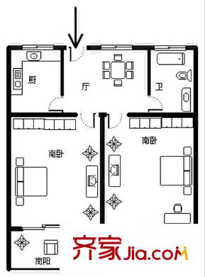 濟(jì)陽三村戶型圖戶型圖 2室1廳1衛(wèi)1廚