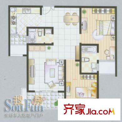 東方城市公寓戶型圖b3戶型 2室2廳2衛(wèi)1廚