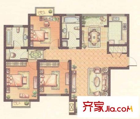 西上海名邸户型图户型图 3室2厅2卫