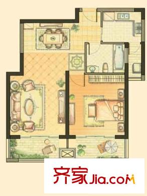 西上海名邸户型图户型图 1室2厅1卫
