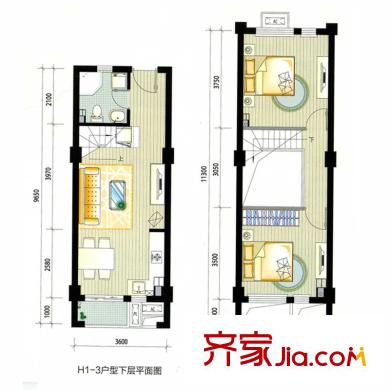 東郊小鎮(zhèn)別墅戶型圖戶型圖 2室 2室1廳1衛(wèi)1廚