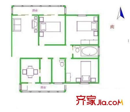 小桥里户型图户型图 3室1厅1卫1厨