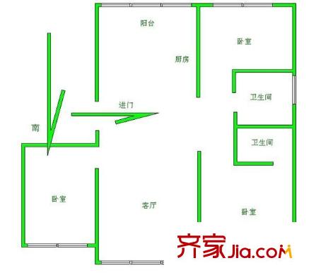 錦繡花木公寓 3室 戶型圖