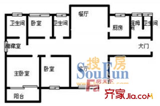华盛大公馆 3室 户型图