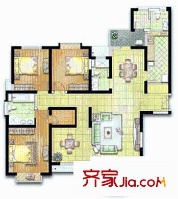 华盛大公馆户型图3室2厅2卫1厨
