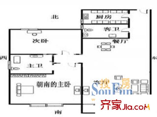 华盛大公馆 2室 户型图