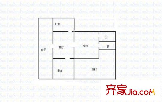供電苑戶型圖戶型圖 3室 3室1廳1衛(wèi)1廚