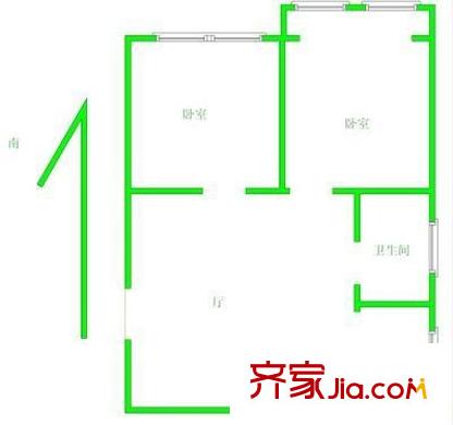 供電苑戶型圖戶型圖 2室 2室1廳1衛(wèi)1廚
