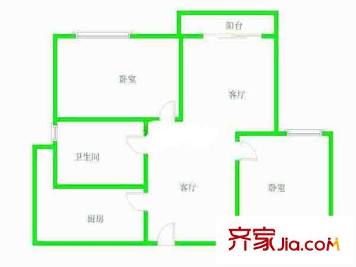 供電苑戶型圖戶型圖 2室 2室2廳1衛(wèi)1廚