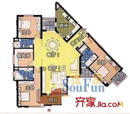 长发大厦公寓户型图上海 长发大厦4室 户型图 4室2厅3卫1厨