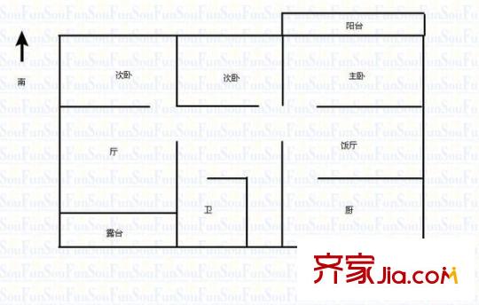 幸福村户型图户型图 3室1厅1卫1厨