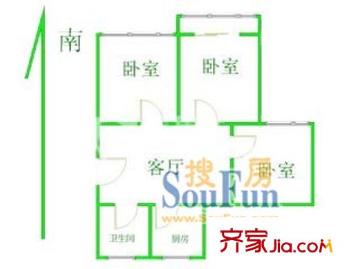 由由六村3室1廳1衛(wèi)1廚