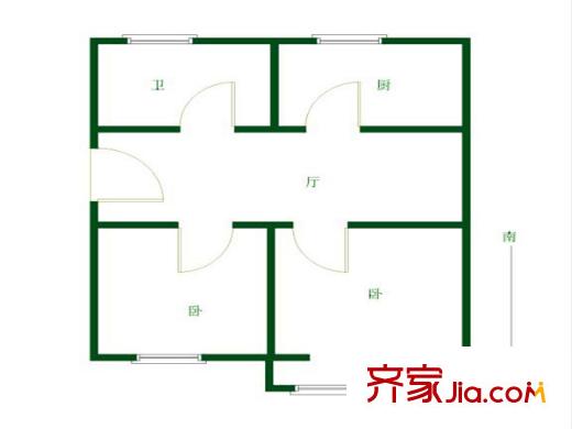 ?；ㄔ窇粜蛨D戶型圖 2室 2室1廳1衛(wèi)1廚