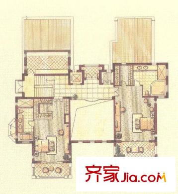 天马花园高尔夫别墅A户型二层 4室2厅4卫1厨