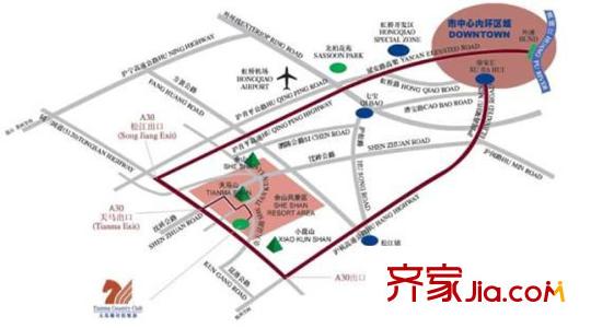 天马花园高尔夫别墅区位图