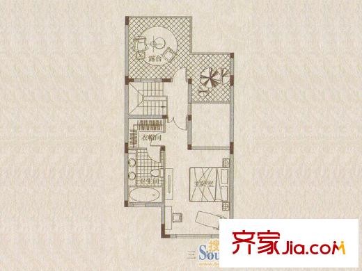 红墅1858别墅D户型-三层 4室2厅4卫1厨