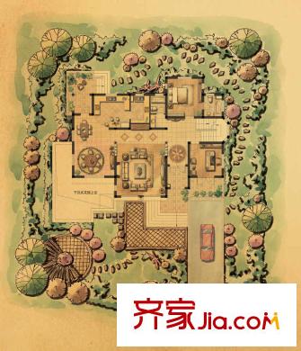 华亭别墅二期S3户型一层 2室2厅2卫2厨