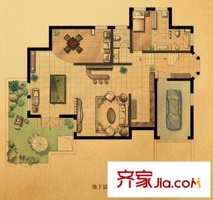 华亭别墅二期S3户型地下层 1室2厅2卫