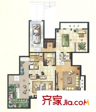 佘山东郡A10户型地下室 5室3厅3卫1厨