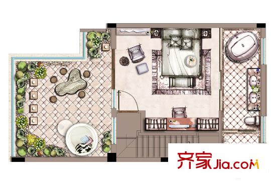 雅居乐星爵别墅21号楼D2型三层平面图 3室2厅3卫1厨