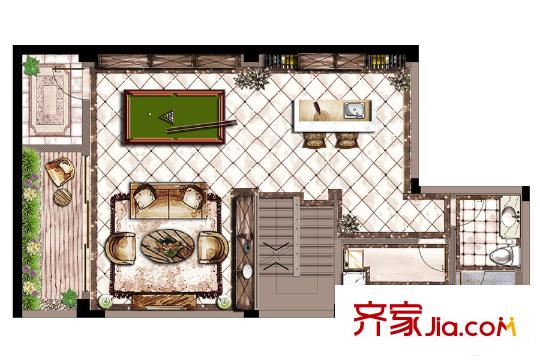 雅居乐星爵别墅21号楼+T型地下夹层户型图 4室2厅4卫1厨