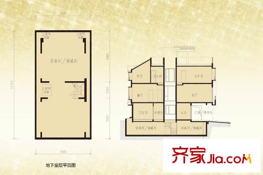 泷湾A1S型平面图 4室3厅5卫1厨