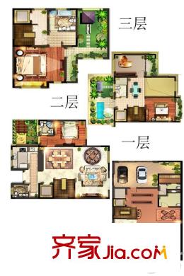 保集瀾灣紅墅255平聯(lián)排別墅 4室3廳5衛(wèi)1廚