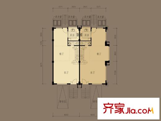 御沁園CN/CN1一層平面圖 4室2廳2衛(wèi)1廚