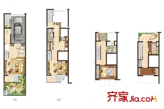 紫菁庭別墅菁英墅別墅戶型 2室3廳2衛(wèi)1廚
