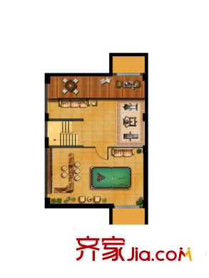 三盛松江颐景园别墅B2户型负一层平面图 4室2厅4卫1厨