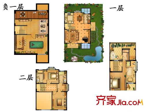 三盛松江颐景园别墅B2户型 5室4厅4卫1厨