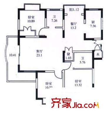建德花园玫瑰苑 4室 户型图