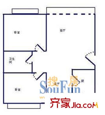 上海 雙秀西園2室 戶型圖