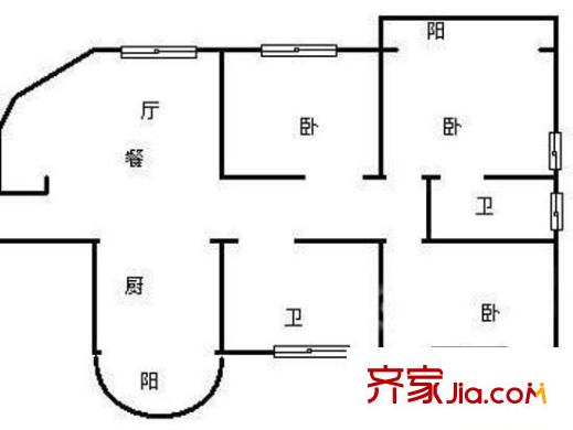 綠川小區(qū) 3室 戶型圖
