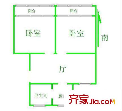 綠川小區(qū)2室1廳1衛(wèi)1廚