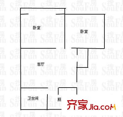 雙秀家園戶型圖戶型圖 2室2廳1衛(wèi)1廚