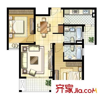御景華庭戶型圖I戶型 3室2廳2衛(wèi)2廚