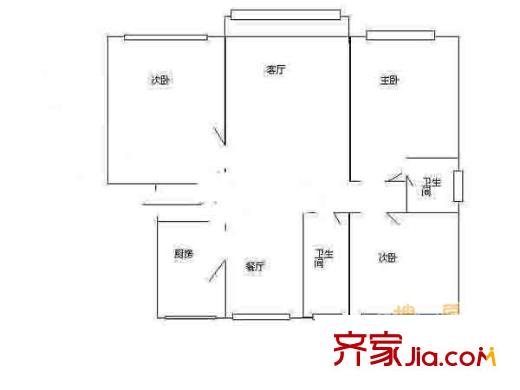 殷巷新寓戶型圖戶型圖 3室1廳1衛(wèi)1廚
